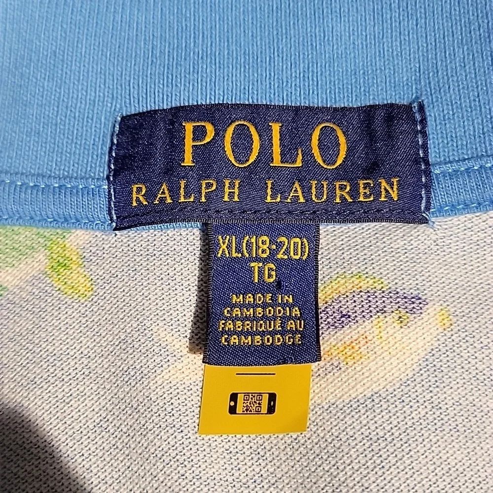 Polo Ralph Lauren Allover Bear Ocean Print Custom Slim Fit Polo Sz XL (18-20)